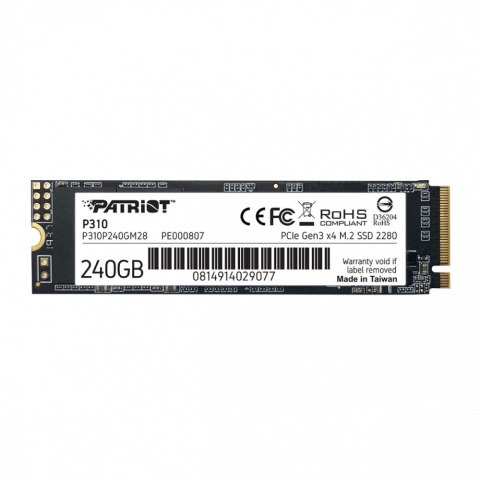 Patriot Dysk SSD P310 240GB M.2 2280 1700/1000 PCIe NVMe Gen3 x 4