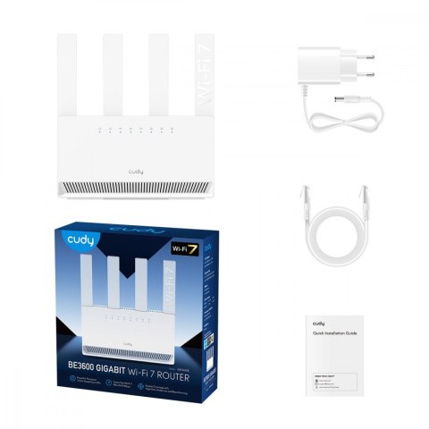 Cudy Router WR3600 BE3600 Gigabit Dual Band Wi-Fi 7 Router 4 x 10/100/1000Mbps Ports, 4 x 5dBi fixed antennas, WiFi route
