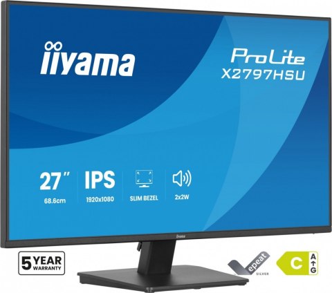 IIYAMA Monitor ProLite 27 cali X2797HSU-B1 IPS,FHD,HDMI,DP,120Hz,350CD,2xUSBv3.2, 2xUSB-C, GW 5lat