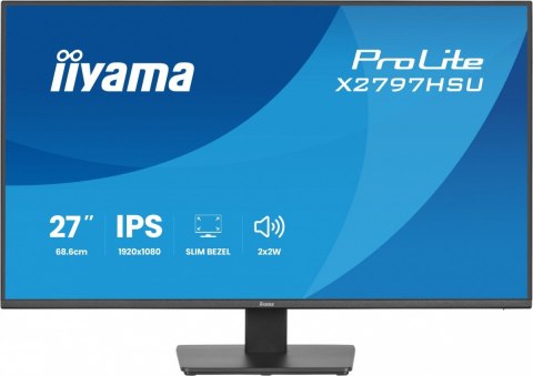 IIYAMA Monitor ProLite 27 cali X2797HSU-B1 IPS,FHD,HDMI,DP,120Hz,350CD,2xUSBv3.2, 2xUSB-C, GW 5lat