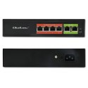 Qoltec Przełącznik sieciowy SWITCH FAST Ethernet PoE | 4x RJ45 | 2x RJ45 Uplink | 65W | 10/100Mb/s