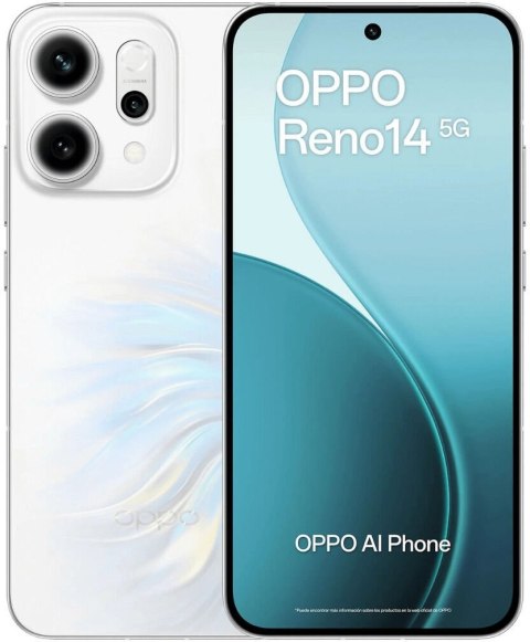 Smartphone OPPO Reno 14 5G 12/512GB NFC Dual SIM AI Biały 512 GB Biały 8033779082399