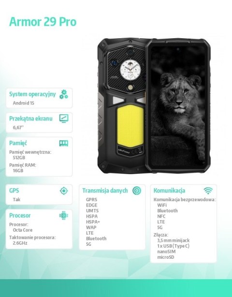ULEFONE Smartfon Armor 29 Pro 5G 16GB/512GB czarny
