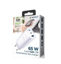GEMBIRD SZYBKA ŁADOWARKA USB POWER DELIVERY USB TYPU C, 3X USB, 65 W, GAN BIAŁA