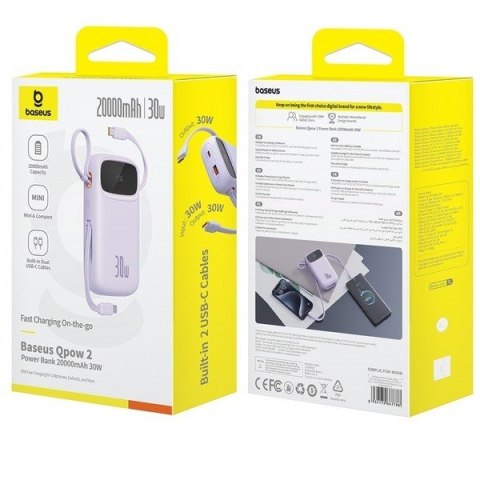 BASEUS POWERBANK QPOW2 20000MAH 30W (FIOLETOWY)