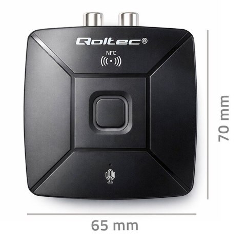Qoltec Bezprzewodowy transmiter odbiornik Audio HiFi Home&Car | Bluetooth 6.0 | NFC | 2 x RCA | 1 x AUX MiniJack 3.5mm | Mikrofon