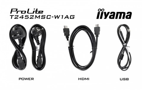 IIYAMA Monitor 24 cale T2452MSC-W1AG FHD,10PKT, POJ, IPS, HDMI, DP, 400cd, biały