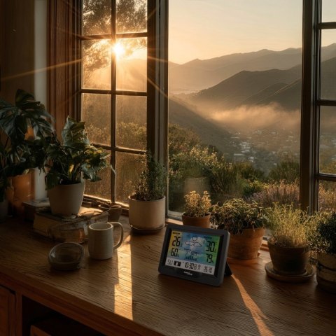 GreenBlue Stacja pogodowa bezprzewodowa GB540N wskaźnik komfortu, pomiar wilgotności, fazy księżyca, zegar z systemem DCF