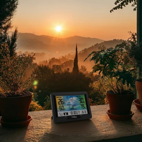 GreenBlue Stacja pogodowa bezprzewodowa GB540N wskaźnik komfortu, pomiar wilgotności, fazy księżyca, zegar z systemem DCF