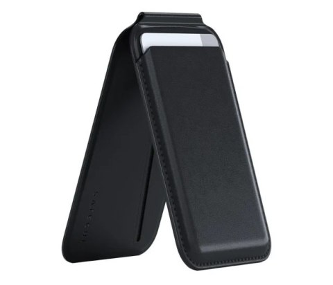 Satechi Vegan-Leather Wallet Stand - portfel i podstawka do iPhone'a z wegańskiej skóry kompatybilny z MagSafe (black)