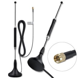 Qoltec Antena 4G LTE z podstawą magnetyczną | 5dBi | dookólna | wewnętrzna | 600-2700 MHz | SMA | 3m