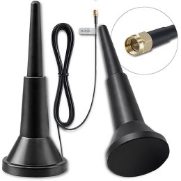 Qoltec Antena 4G LTE z podstawą magnetyczną | 5dBi | wewnętrzna | dookólna | 600-2700 MHz | SMA | 3m