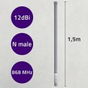 Qoltec Antena LoRa | 12dBi | dookólna | zewnętrzna | włókno szklane | 868 MHz | 1.5m