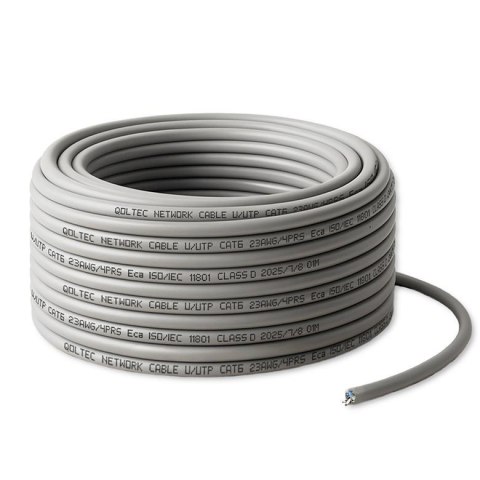 Kabel sieciowy Qoltec Patchcord skrętka UTP | Miedziany Cu | CAT6 | High speed 1Gb/s | LAN | 25m | Szary