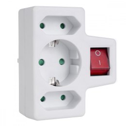 Maclean Gniazdko 1x16A 2x2.5A Schuko MCE215 z włącznikiem/wyłącznikiem, maks obciążenie 3680W, 2x wtyczka euro, 1x schuko