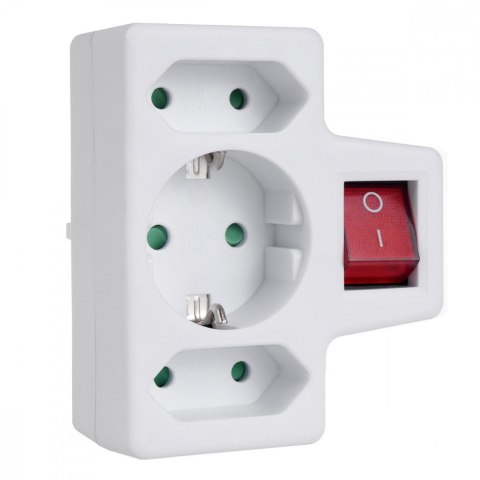 Maclean Gniazdko 1x16A 2x2.5A Schuko MCE215 z włącznikiem/wyłącznikiem, maks obciążenie 3680W, 2x wtyczka euro, 1x schuko