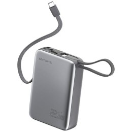 4smarts Powerbank Pocket Dual Cord 20000mAh 22,5W z wbudowanym kablem USB-C 15cm Szary