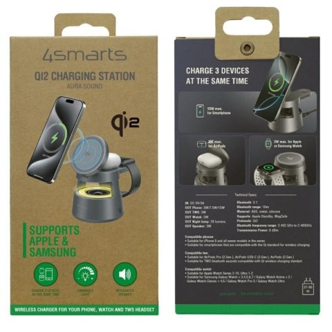 4smarts Stacja ładująca Aura Sound Qi2 Szara