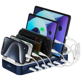 4smarts Stacja ładujaca Team 100W zestaw kabli 5xUSB-C + 1xUSB-A ładowanie do 9 urządzeń jednocześnie Granatowa