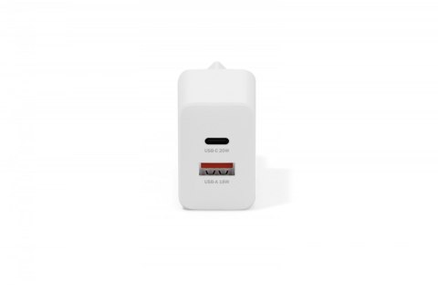 Digitus Ładowarka sieciowa 20W | 1x USB-C, 1x USB-A | PD 3.0, QC 3.0 | Biała
