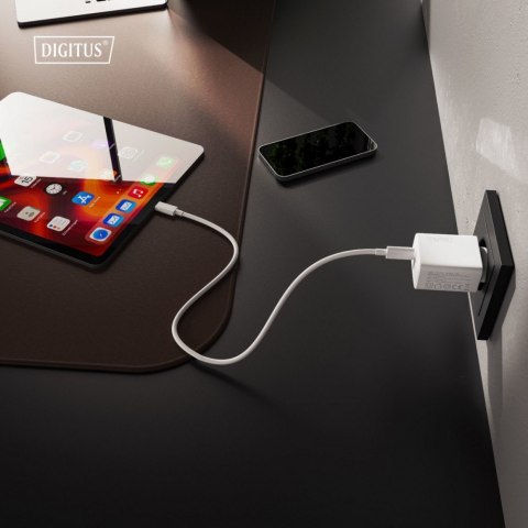 Digitus Ładowarka sieciowa GaN II 30W | 1x USB-C, 1x USB-A | PD 3.0, QC 3.0 | Biała