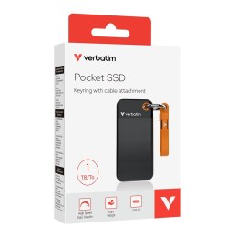 Zewnętrzny dysk SSD Verbatim Pocket SSD 1TB USB-C 3.2 Gen 2 czarny/pomarańczowy