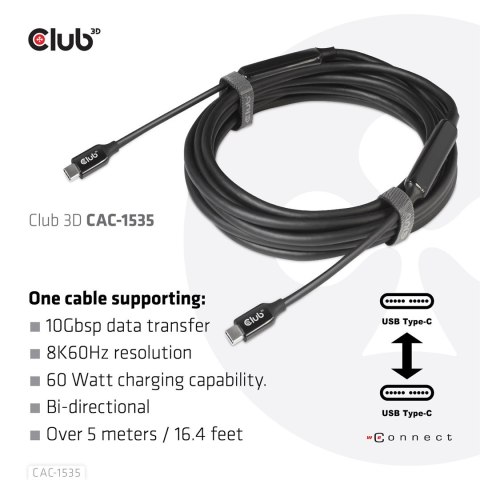 Kabel USB Club3D CAC-1535 (USB 3.2 Gen2 Type C