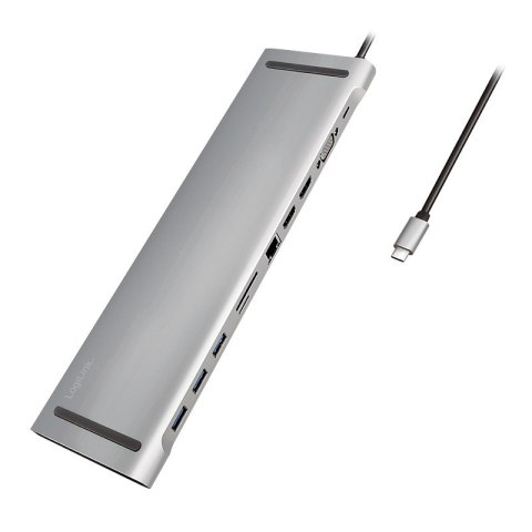LogiLink UA0373 - Przewodowy - USB 3.2 Gen 1 (3.1 Gen 1) Type-C - 100 W - 3,5 mm - 10,100,1000 Mbit/s - Aluminiowy