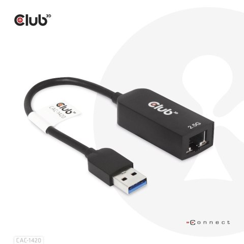 Karta sieciowa USB CLUB3D CAC-1420 (USB 3.2 Gen1 Type A to RJ45 2.5Gbps Adapter)
