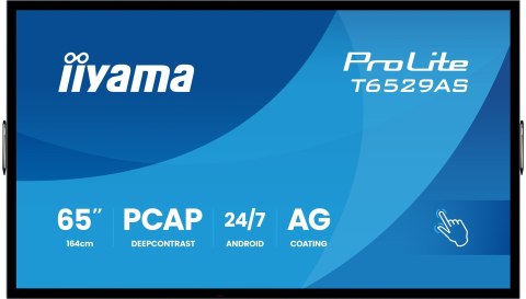 Interaktywny Wyświetlacz iiyama T6529AS-B1AG 65" All-In-One 3840x2160 4K UHD 4GB RAM 32GB Pamięci Android 14 2xHDMI+USB-C VESA 4