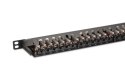 Panel krosowy high density 19'' 24x RJ45, LSA poziom, kat.6A, ekranowany, 0.5U, czarny, prowadnica kabli