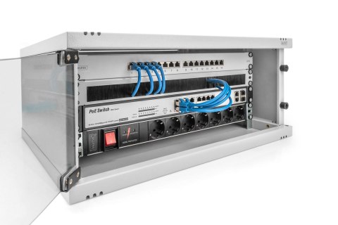 Szafa sieciowa wisząca 19" 4U, SOHO 241 x 540 x 400 mm, drzwi szyba, szary, niezłożona, 60kg