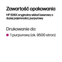 HP 508X oryginalny wkład laserowy o dużej pojemności, purpurowy