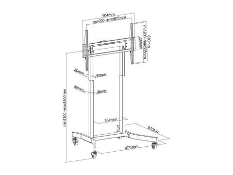 Uchwyt na stojak podłogowy Equip 55-100"/1TFT 120kg lite Sprzedaż detaliczna (650632)