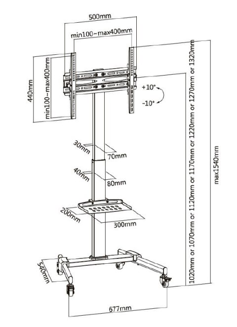 Uchwyt podłogowy do TV 32"-55"/35kg 1TFT 1Abl. czarny