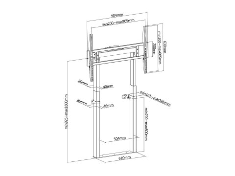Uchwyt ścienny Equip 55"-100"/1TFT 120kg 1Przegubowy góra-dół sw lite Sprzedaż detaliczna
