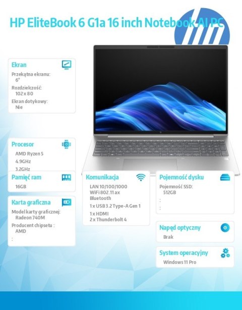 HP Inc. Notebook EliteBook G1a R5-220 512GB/16GB/W11P/16.0 C51GSET