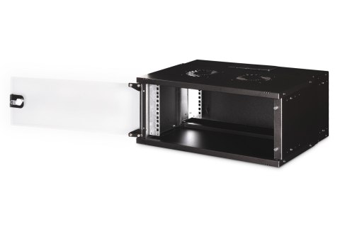 Szafa sieciowa wisząca 19" 4U, SOHO PRO 240 x 540 x 400 mm, drzwi szyba, czarny, niezłożona, 60kg