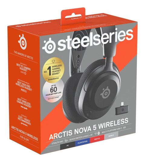 Seria SteelSeries | Zestaw słuchawkowy do gier | Arctis Nova 5 | Łączność Bluetooth | Nauszne | Mikrofon | Redukcja szumów | Łąc