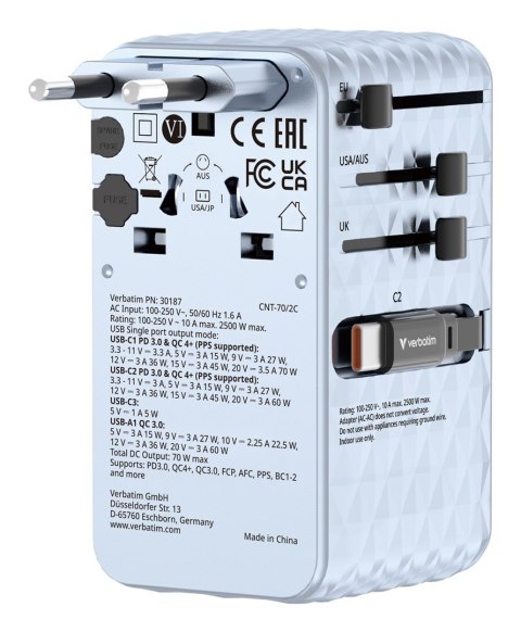 Ładowarka do urządzeń przenośnych Verbatim 30187 Uniwersalna Niebieska