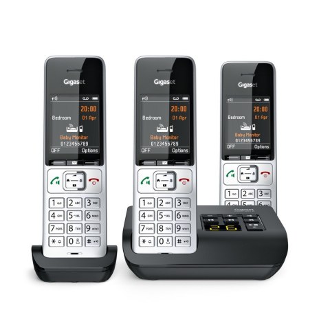 Telefon bezprzewodowy Gigaset 500A Comfort Trio - Automatyczna sekretarka - ECO DECT\GAP\CAT-iq - Srebrny + 2 dodatkowe słuchawk