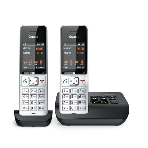Telefon analogowy/DECT Gigaset COMFORT 500A duo Nazwa i identyfikacja dzwoniącego Czarny, Srebrny