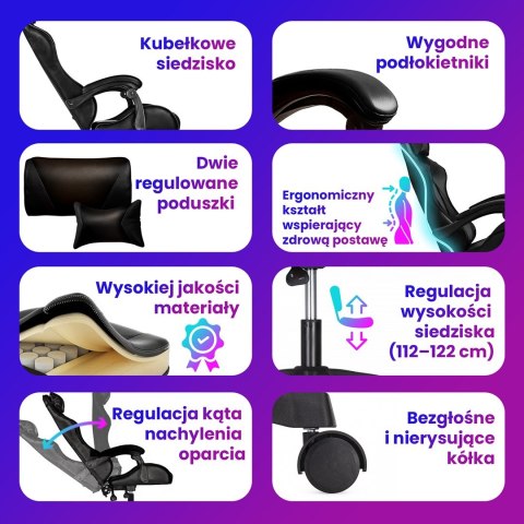 Extralink Gaming | Fotel gamingowy | biurowy, obrotowy, kubełkowy, czarny, G-524