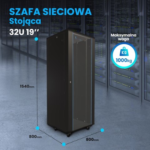 EXTRALINK SZAFA RACK STOJĄCA 32U 800X800 CZARNA
