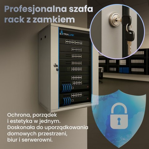 Extralink Szafa rack 15U 600x600 Szara montowana na ścianie