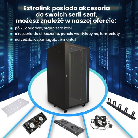 Extralink Szafa rack 22U 600x800 Czarna stojąca