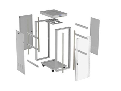 Lanberg Szafa instalacyjna rack stojąca 19" 32U 600x800 szara drzwi przeszkolne LCD ( Flat pack)