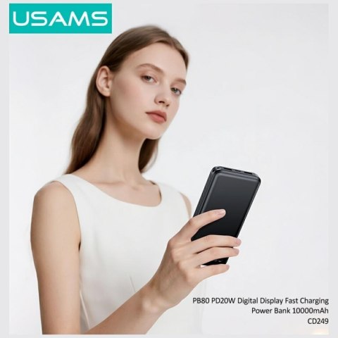 USAMS Powerbank PB80 10000mAh 20W PD 2xUSB-A + USB-C biały