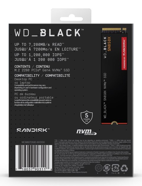 Western Digital Black WDS800T2X0E-00CDD0 urządzenie SSD 8 TB M.2 PCI Express 4.0 NVMe