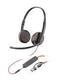POLY Stereofoniczny zestaw słuchawkowy USB-C Blackwire 3225 + wtyczka 3,5 mm + przejściówka USB-C/A (opakowanie zbiorcze)